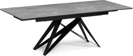 Керамический стол Notta Блэкберн 160(220)х89 серый мрамор larka grey / черный арт.612181