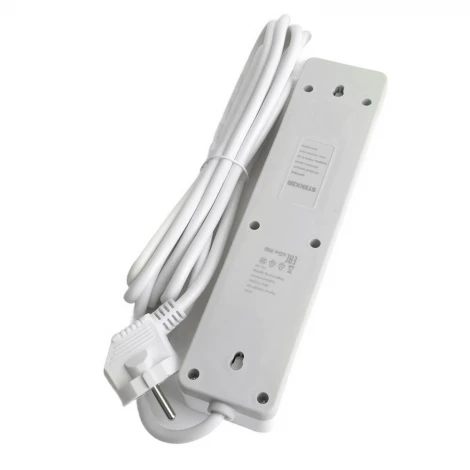 Сетевой фильтр 4-х местный с заземлением 5 метров (белый) Stekker Optima 50091