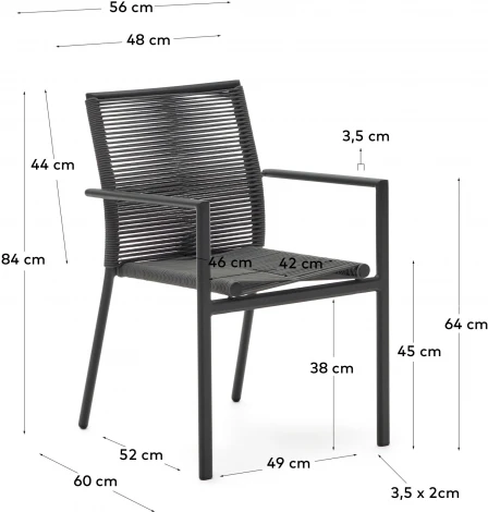 Стул уличный La Forma (ex Julia Grup) Culip (Серый/ Веревка)