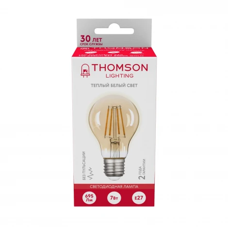 Лампочка светодиодная филаментная прозрачная груша E27 7W Thomson A60 TH-B2110