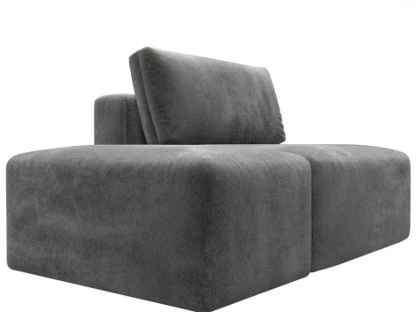 Модули диван и пуф Лига-060 НПБ (ЛДСП,Брус,Фанера,Велюр/Серый) Лига Диванов 129591