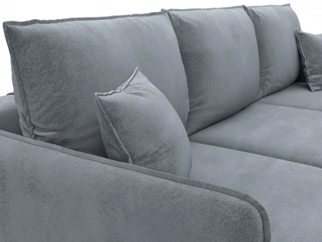 Диван угловой Лига-064 НПБ угол универсальный (ДСП/Дерево/Велюр/Серый) Лига Диванов 129629