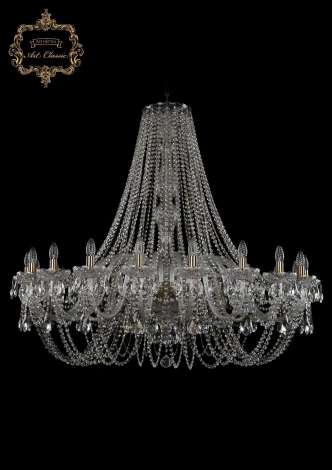 Подвесная большая люстра Art Classic 11.11 11.11.20.460.h-115.Br.Sp (220V, хрусталь, на цепи, подсвечник, свеча)