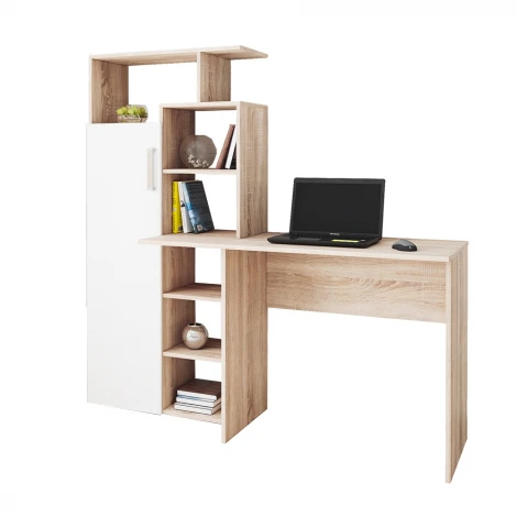 Стол компьютерный ТЭКС Квартет-7, дуб сонома/белый