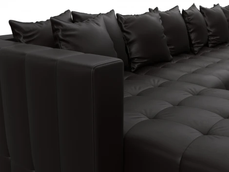 Диван П-образный Лига-052 НПБ МегаЛонг (ЛДСП,Брус,Фанера/Пластик/Экокожа/Коричневый) Лига Диванов 129923