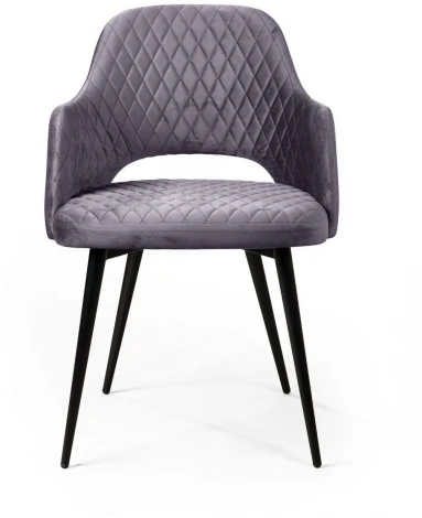 Стул William с подлокотниками ромб, бархат серый 27/ черный конус Top Concept custom 74970