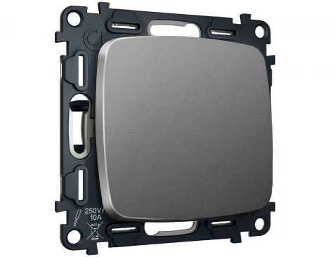 Комплект механизма 1-кл выключателя с самовозвратом Ambrella Volt OMEGA MO651050 Антрацит серый QUANT (OP6510, VM113)
