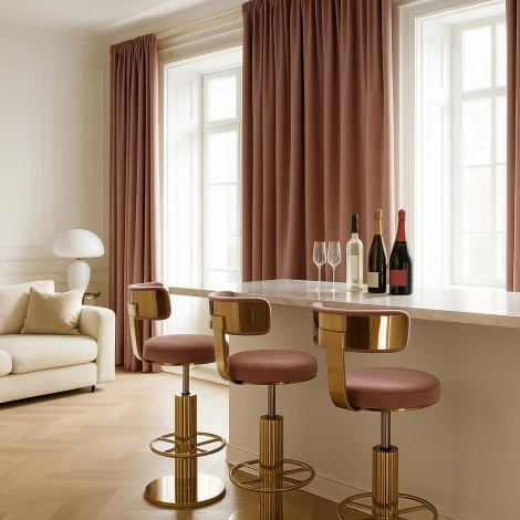 Стул барный Вивиан MC111-PK-2, пыльная роза/глянцевое золото