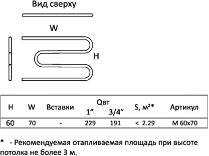 Полотенцесушитель водяной Тругор М1" 60x70, хром