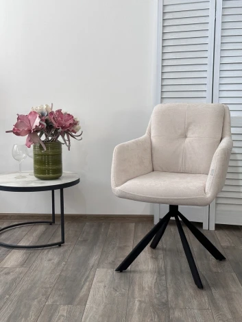 Стул ФЕДЕРИКО ДАНС 180 град. поворотный, NORDIC 11 Молочный / Черный каркас, M-City (арт.480M05670)