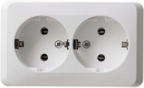 Розетка накладная двойная с заземлением (белый) Systeme Electric Этюд PA16-007B