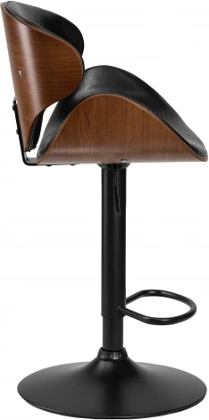 Стул барный DOBRIN KARTER BLACK (коричневый орех дерево (BWW), черный PU) 4905_BlackBase-LMZ BLACK, цвет сиденья PU, каркаса коричневый дерево, основания