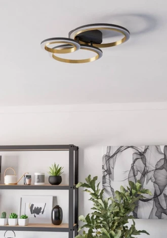 Потолочная люстра светодиодная Eglo Calliera 901224 20W(LED) димм., сталь, пластик, черный, латунь