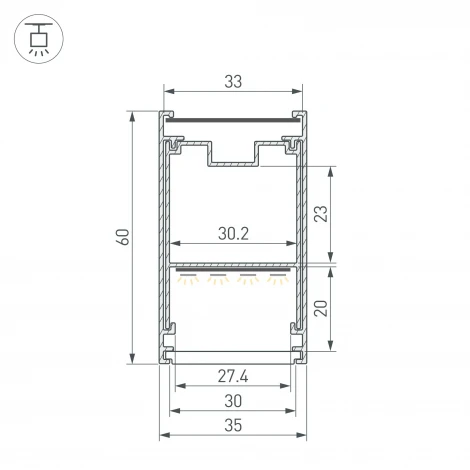 Профиль LINE-3560-BENT-SIDE-2000 ANOD (Arlight, Алюминий) 062978