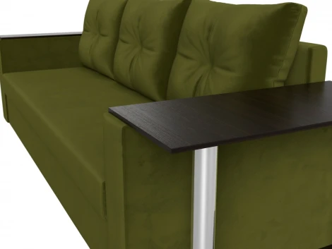 Лига Диванов диван прямой Атланта Лайт со столом справа (Микровельвет/Зеленый)
